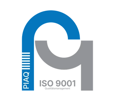 PIAQ-Logo ISO 9001 für Qualitätsmanagement